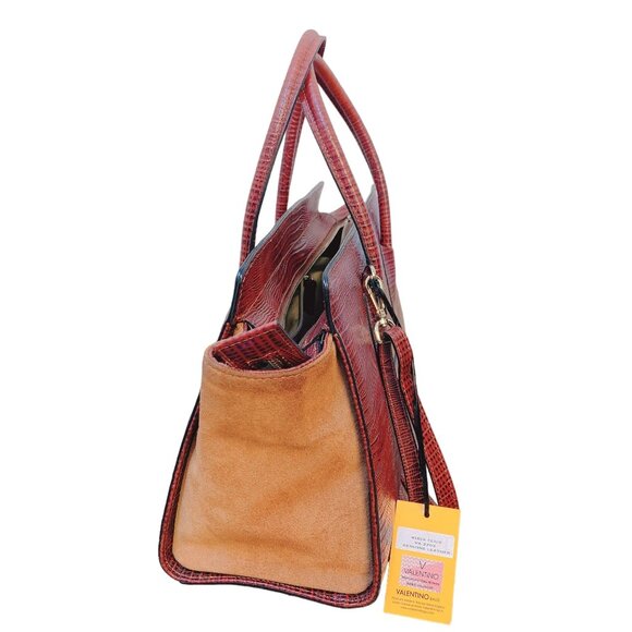 Mario Valentino Milano Kiria Tejus VA 3705 Genuine Leather Handbag With Suede Ac - Picture 4 of 11